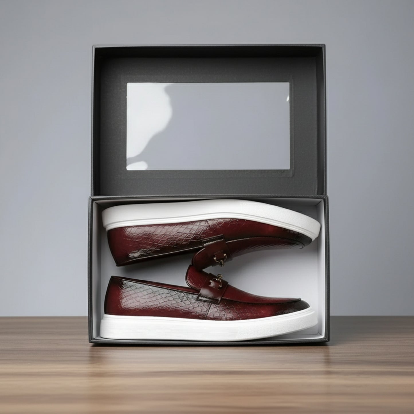 Textured Leather Loafer Sneakers