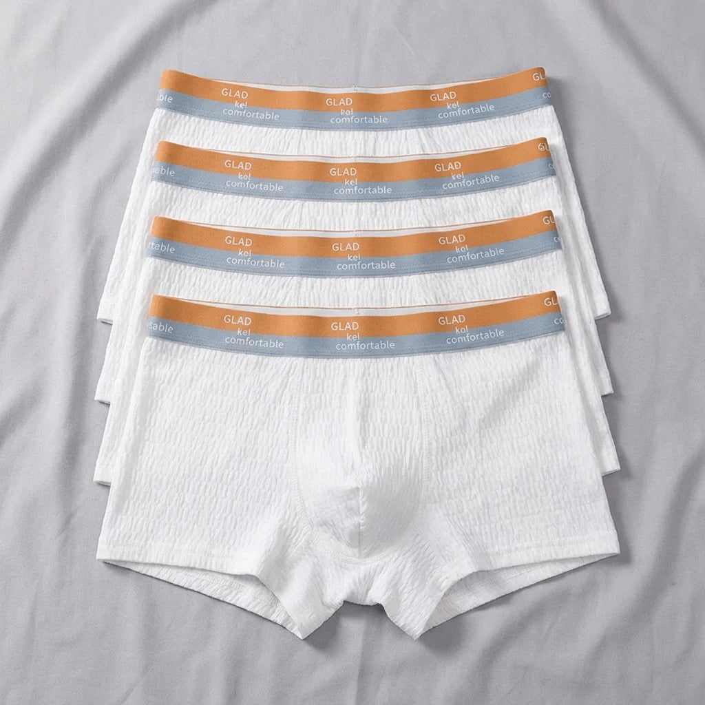 4PCS 100% Bubble Cotton Boxers
