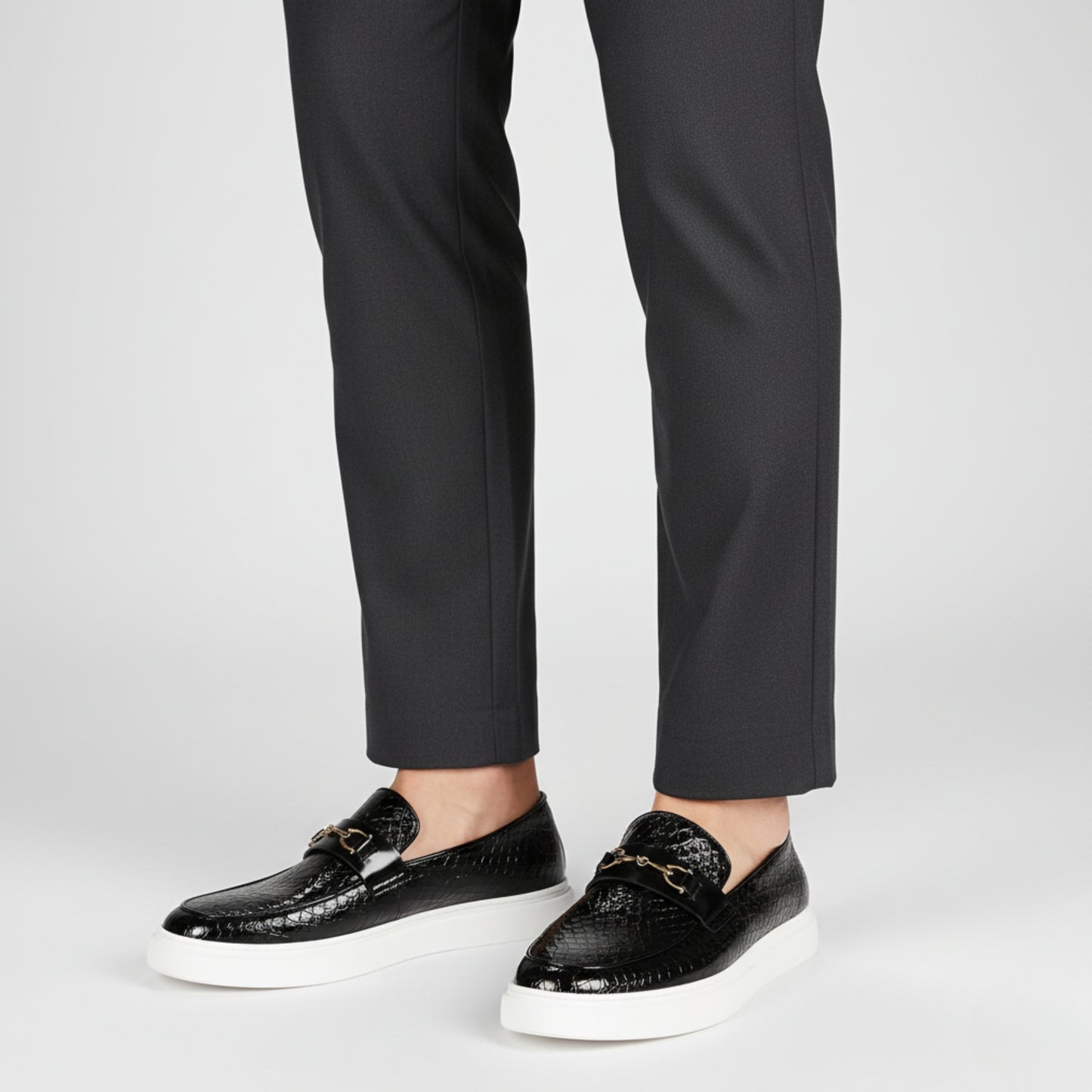 Textured Leather Loafer Sneakers