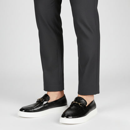 Textured Leather Loafer Sneakers