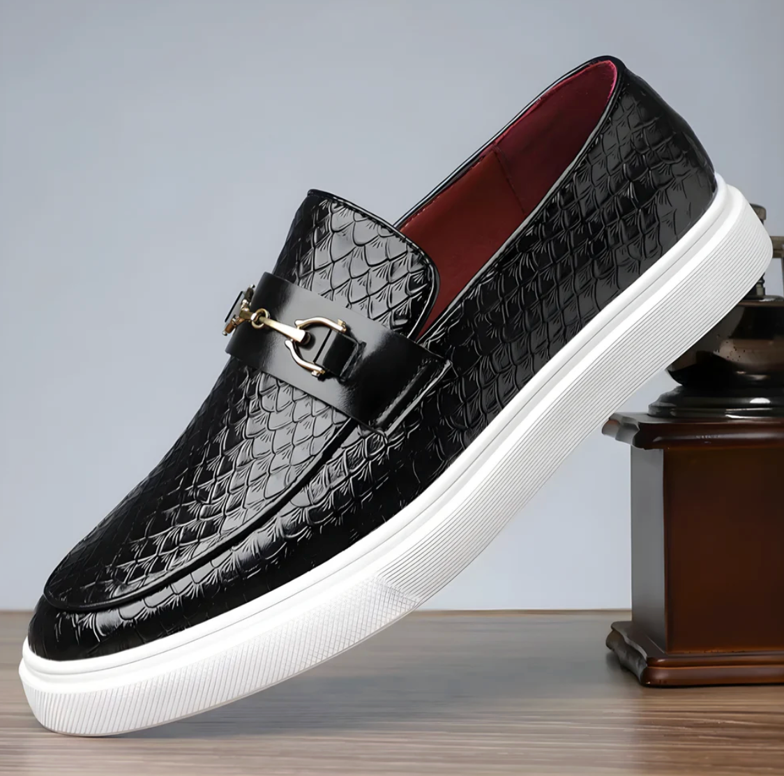 Textured Leather Loafer Sneakers