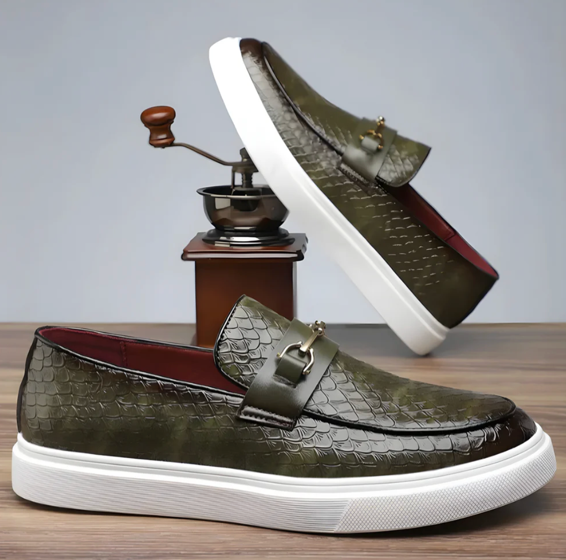 Textured Leather Loafer Sneakers