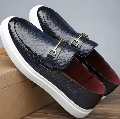 Textured Leather Loafer Sneakers