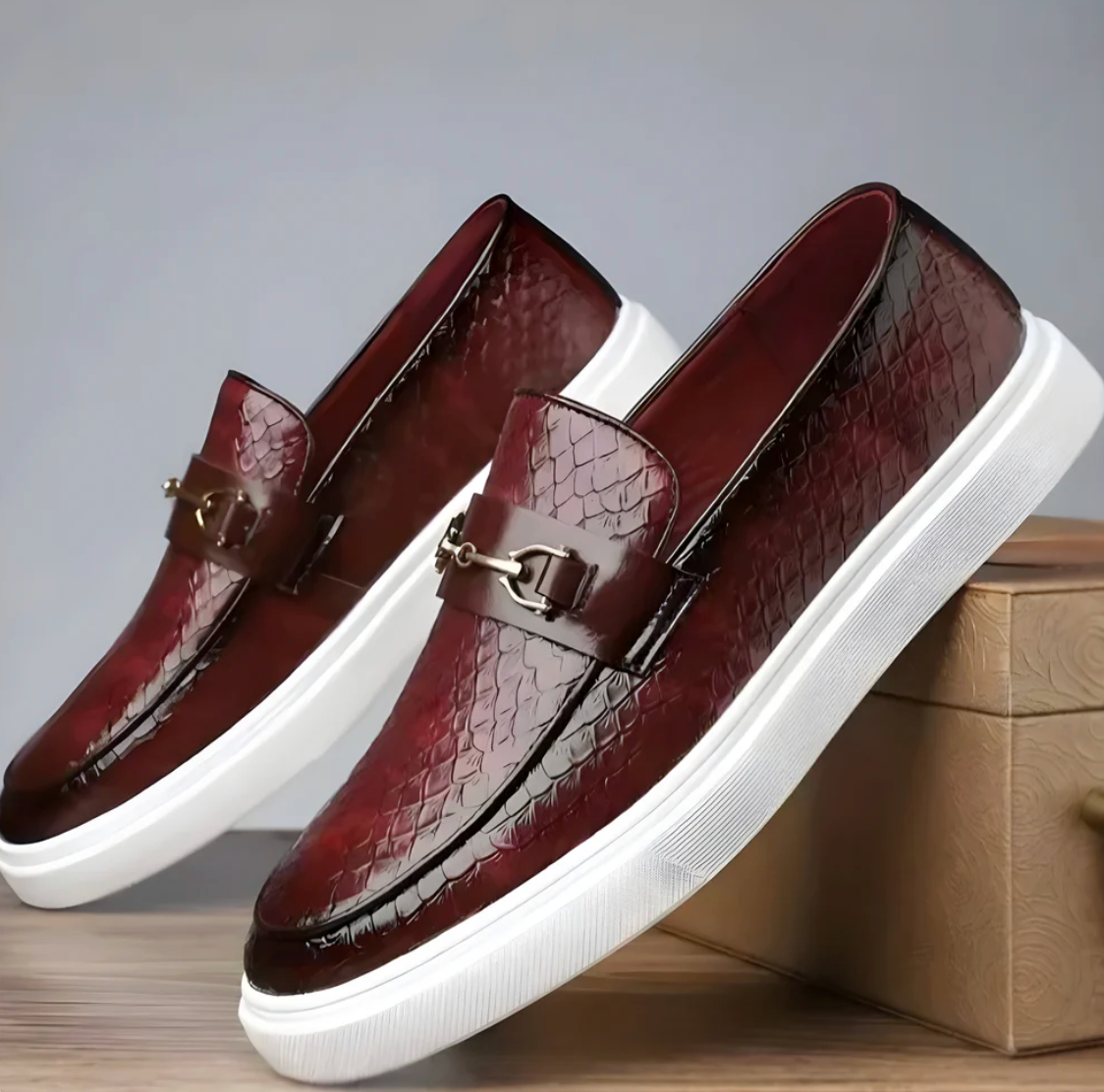 Textured Leather Loafer Sneakers