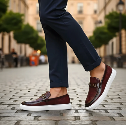 Textured Leather Loafer Sneakers