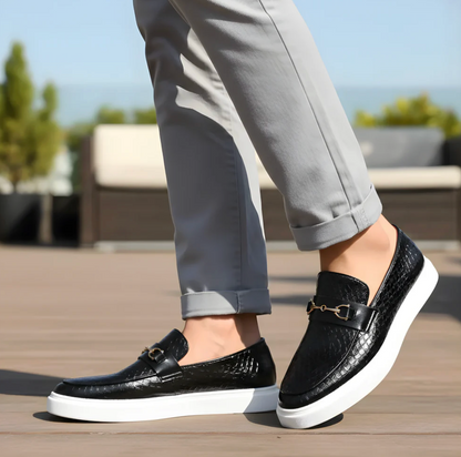 Textured Leather Loafer Sneakers