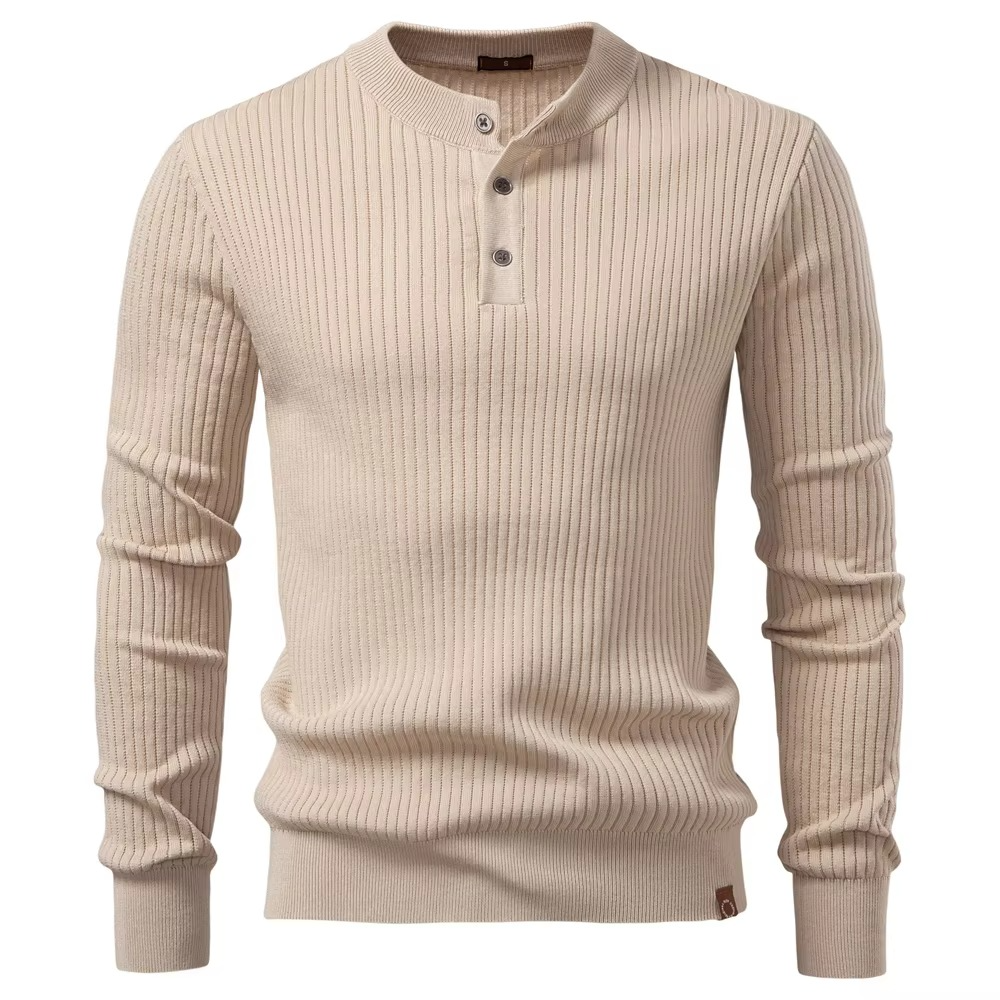Ribbed Button Long Sleeve