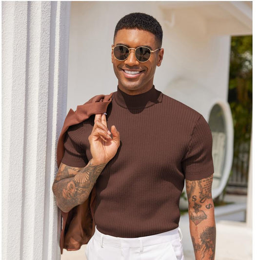 Evercomfi Ribbed Mock Neck Tee