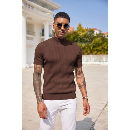 Evercomfi Ribbed Mock Neck Tee