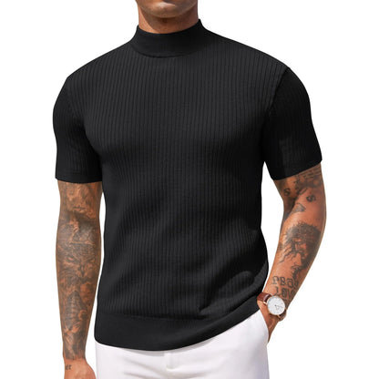 Evercomfi Ribbed Mock Neck Tee