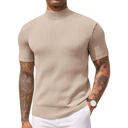 Evercomfi Ribbed Mock Neck Tee