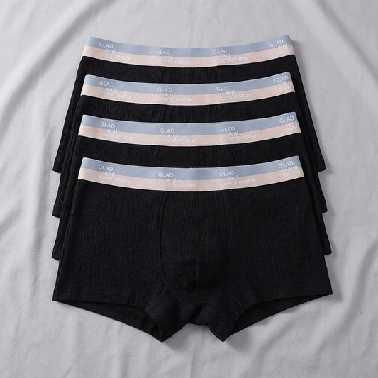 4PCS 100% Bubble Cotton Boxers