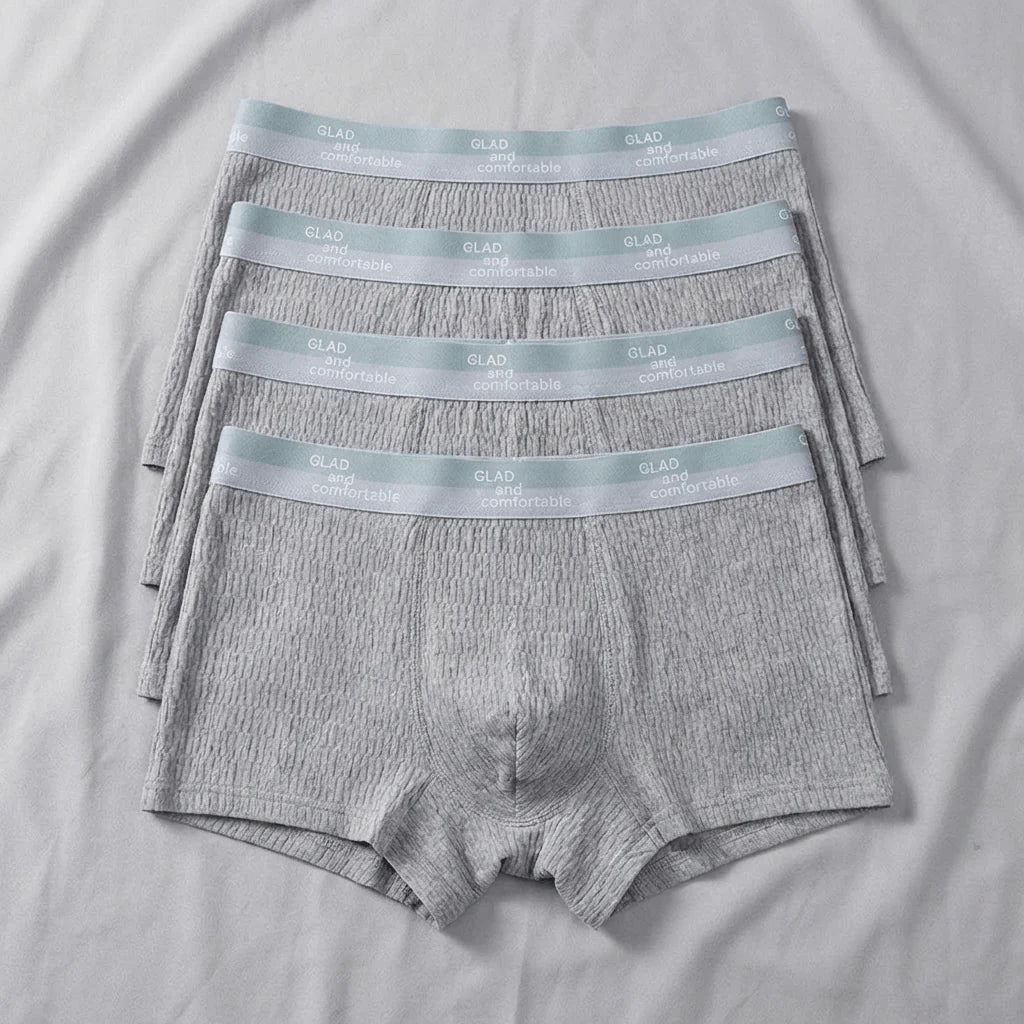 4PCS 100% Bubble Cotton Boxers