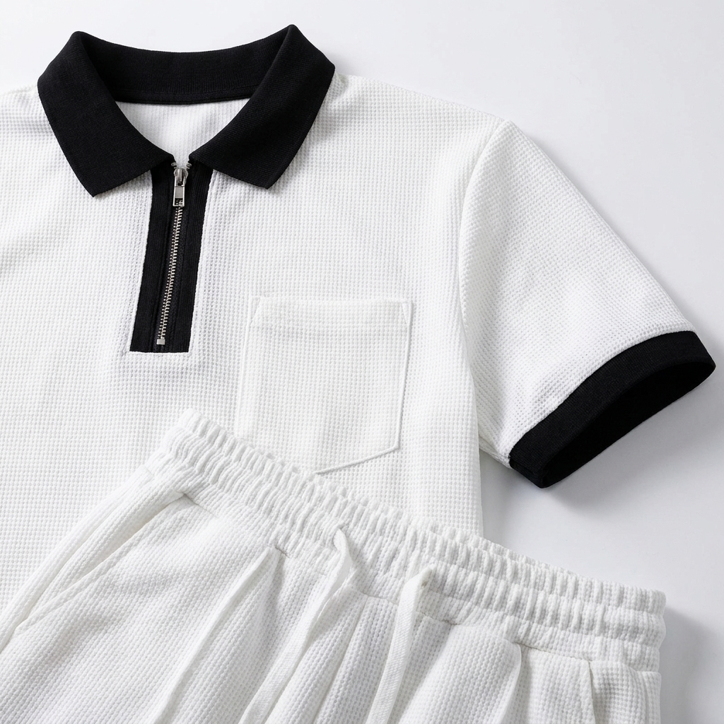 Zippered Polo & Shorts Set