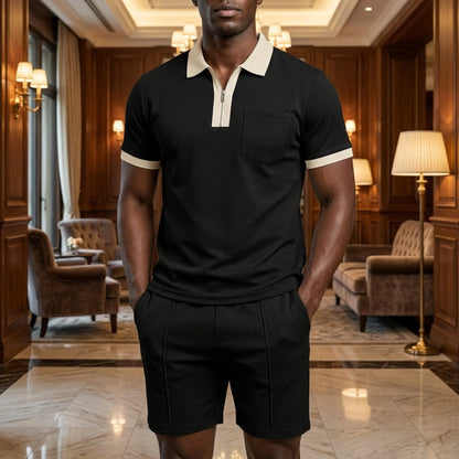 Zippered Polo & Shorts Set
