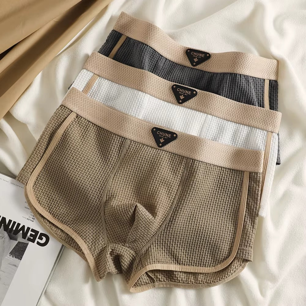 EverComfi — Ice Silk Plaid Boxer Set (3pcs)