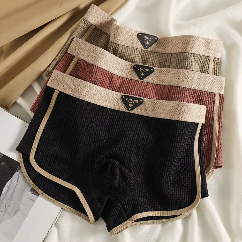 EverComfi — Ice Silk Plaid Boxer Set (3pcs)