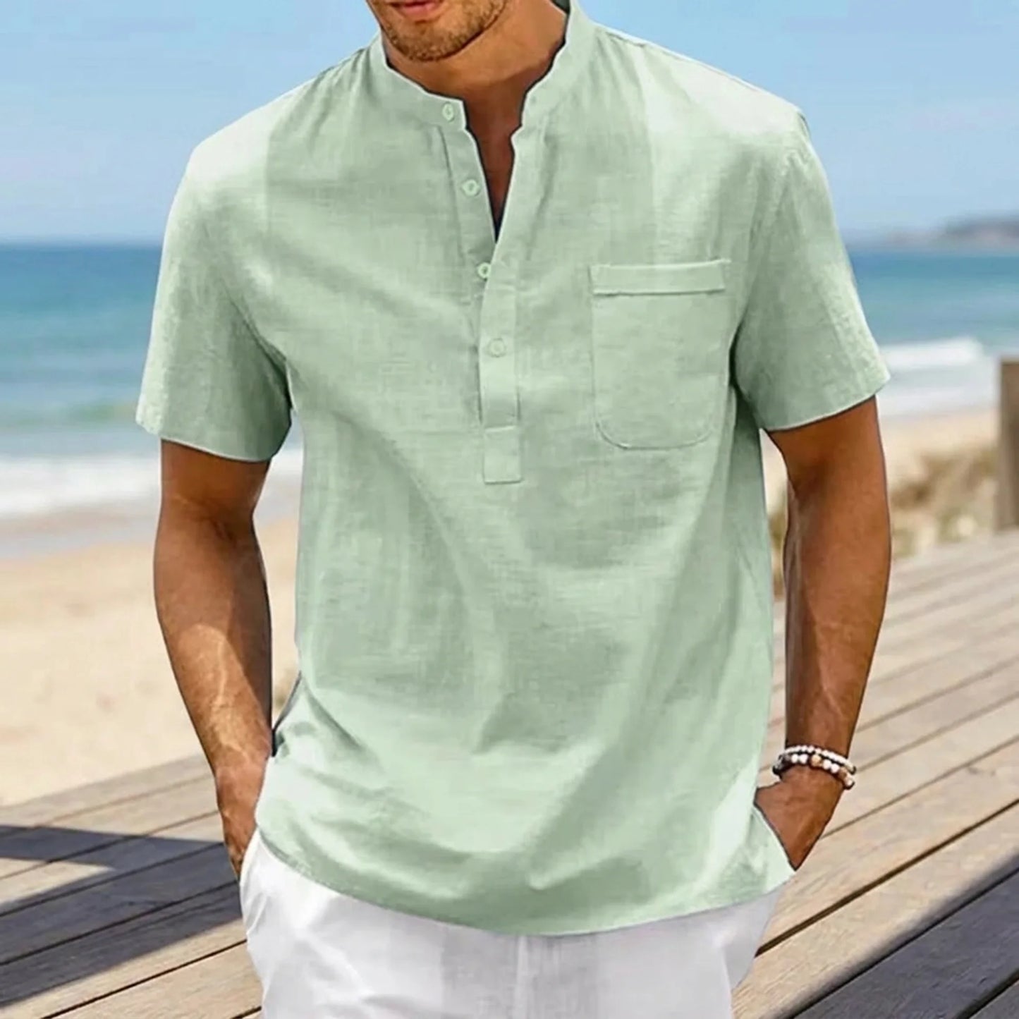 Evercomfi Linen Henley Shirt