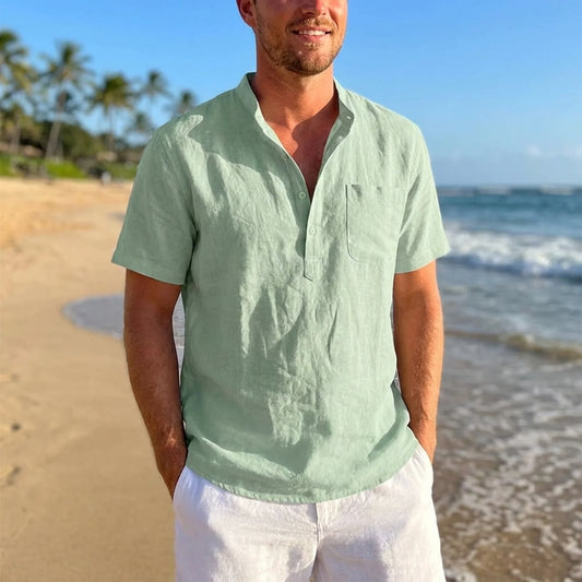 Evercomfi Linen Henley Shirt