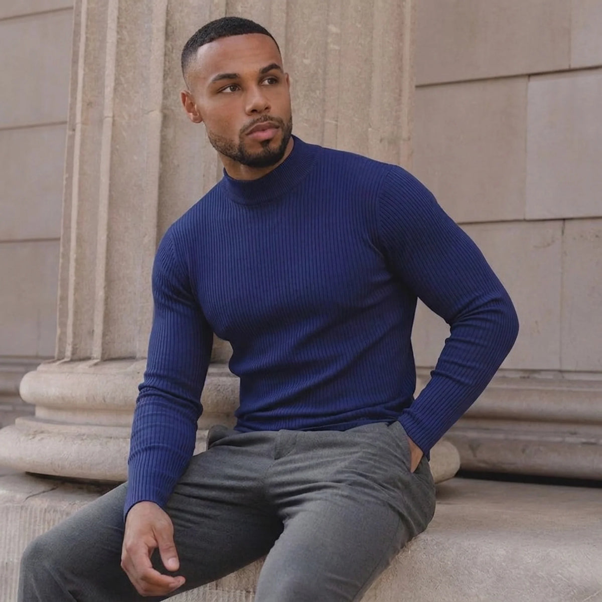 Milano Ribbed Mock Neck