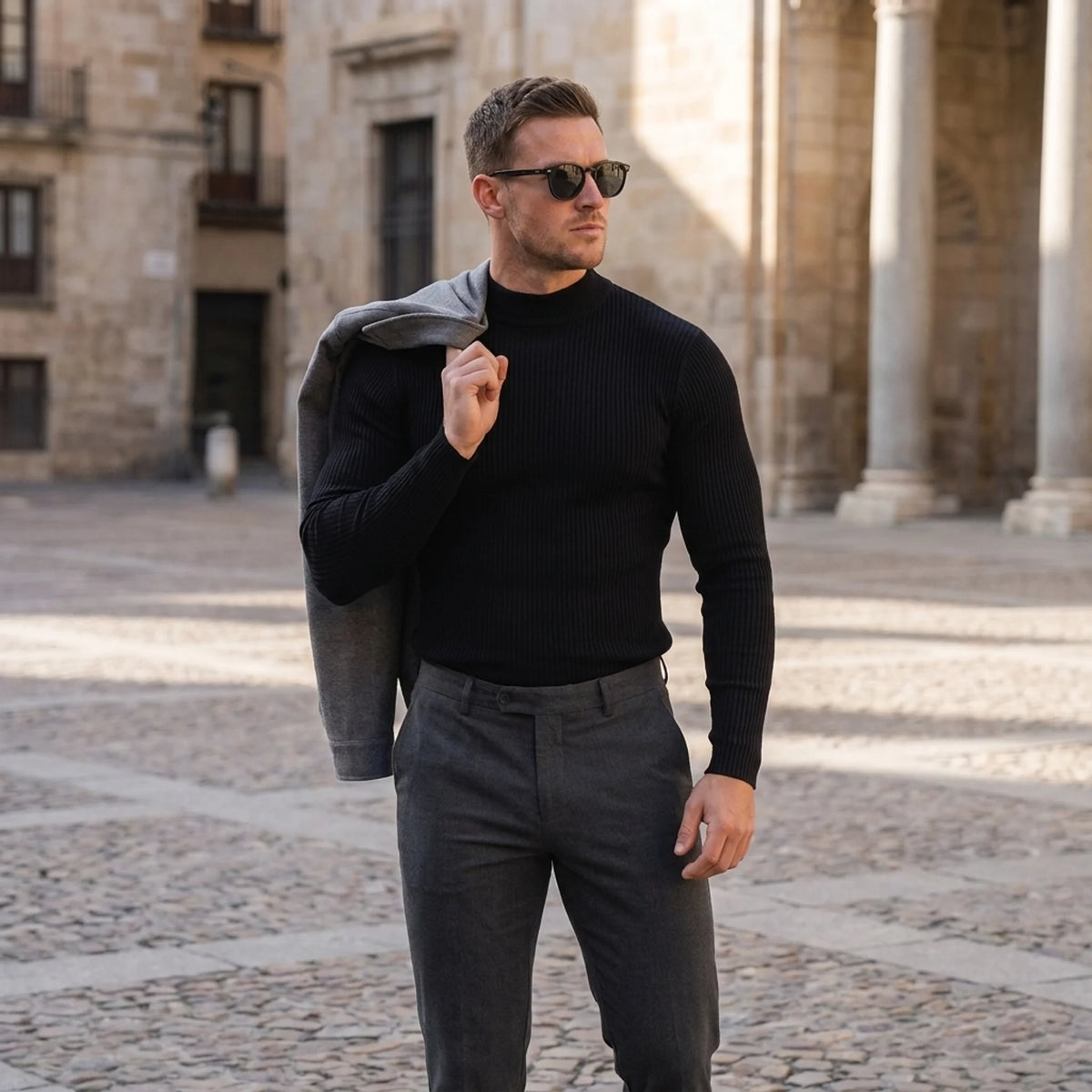 Milano Ribbed Mock Neck